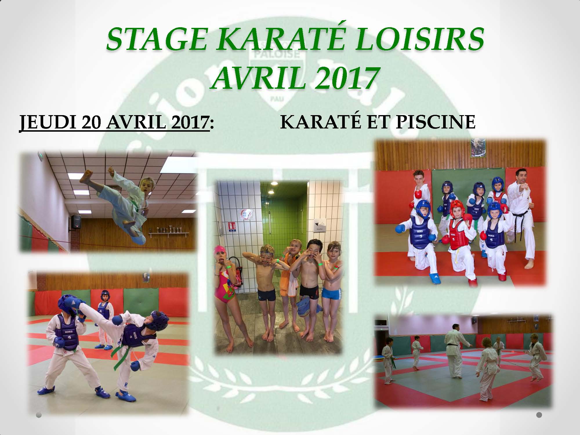 Stage KARATE LOISIRS des vacances scolaires d'AVRIL 2017