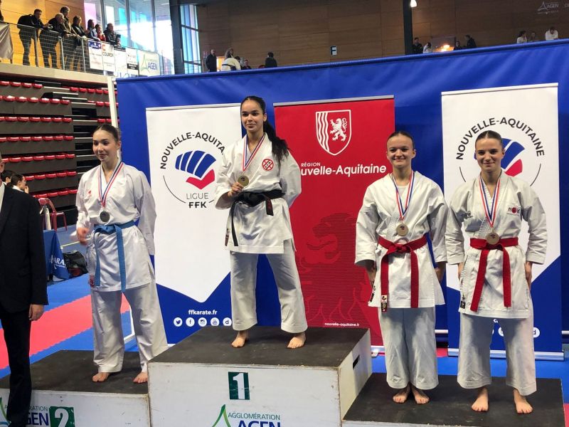 Championnats LRNA KATA - Elina DEPUISET 3ème en catégorie JUNIOR (surclassée) - Le 10 Février 2024 - BOE (47)